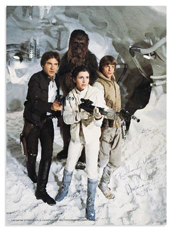 (ENTERTAINERS--STAR WARS.) HAMILL, MARK. Two color Photographs Signed and Inscribed, each a promotional film still, showing him in cost